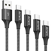 AVIWIS Cable USB Tipo C [4Pack 0.5M 1M 2M 3M] Cable Cargador USB C de Nylon Trenzado Carga Rápida y Sincronización…